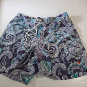 Polo Ralph Lauren Paisley Print  Swim Trunks Purple & Green Large